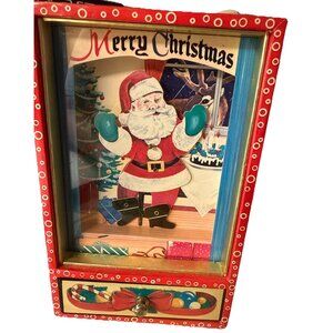 Vtg 70s Dancing Christmas Santa Claus Jingle Bells Wind Up Music Box